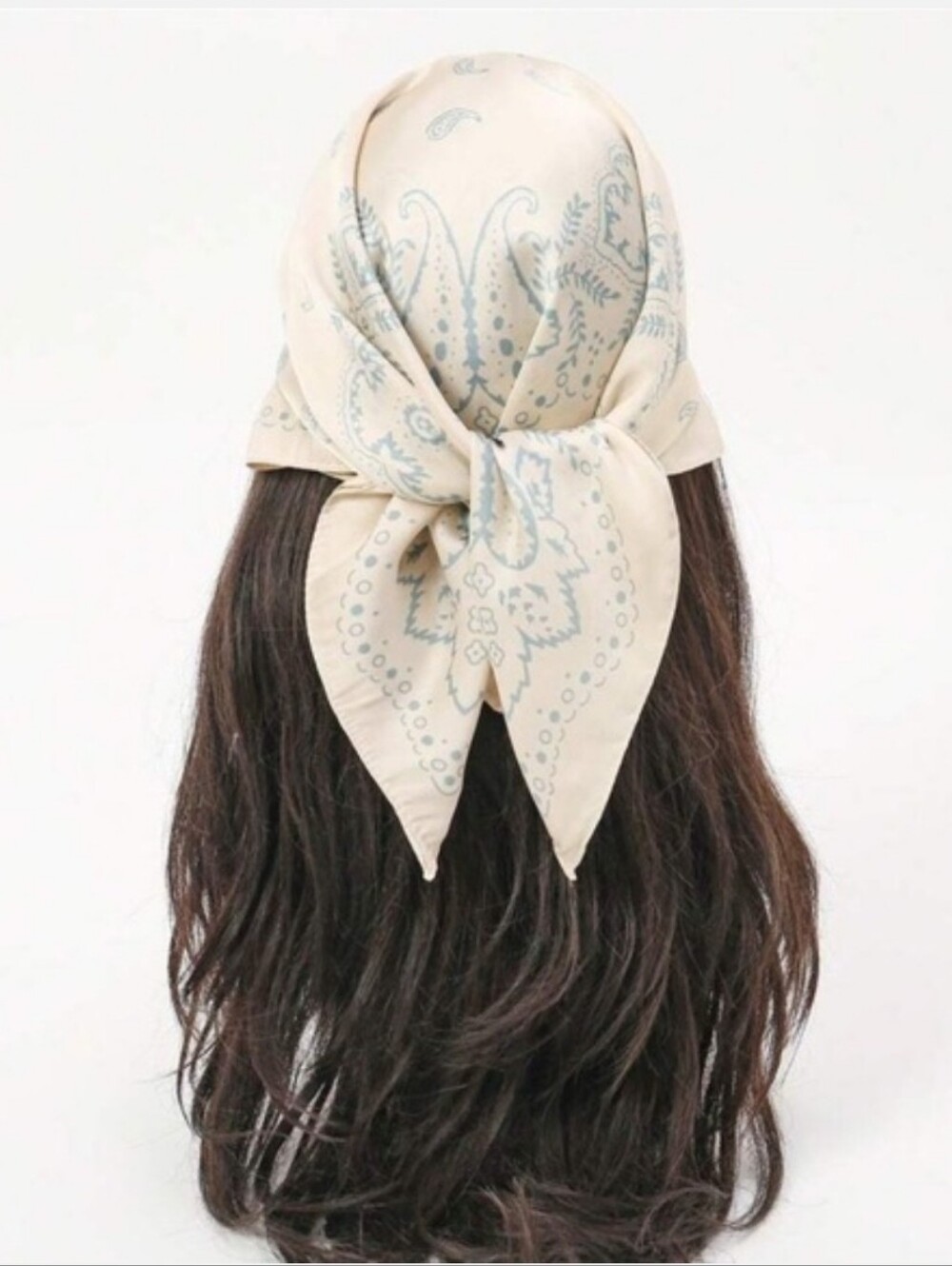 Free People Cream and Blue Paisley Silk Scarf